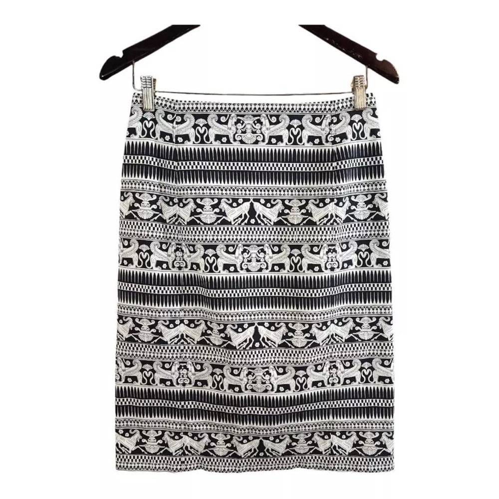 Kate Spade Black and White Egyptian Print Pencil Skirt